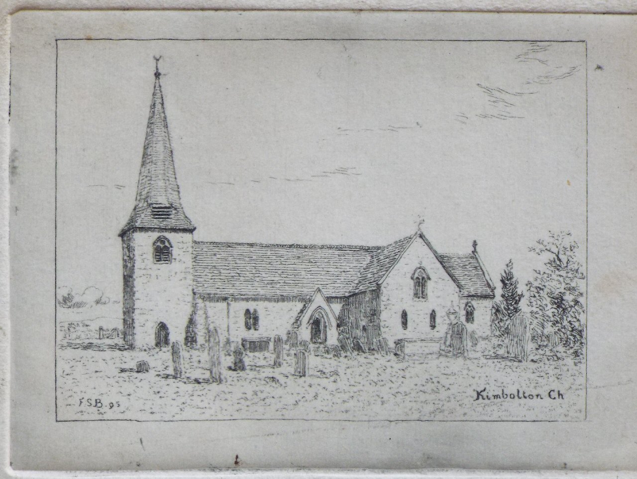 Etching - Kimbolton Church - Bayley